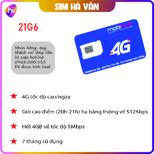 21G6 Mobifone, sim data 6 tháng tặng 1, mỗi ngày 4GB
