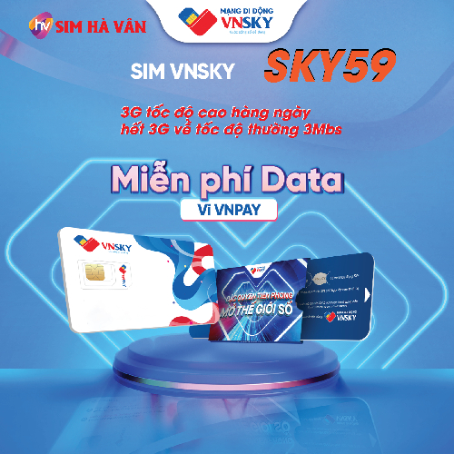 SKY59 - Sim Vnsky vào mạng 14 tháng, mỗi  ngày 3Gb tốc độ cao