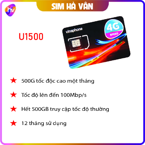 Sim data U1500 của Vinaphone 500GB/tháng, trọn gói 1 năm