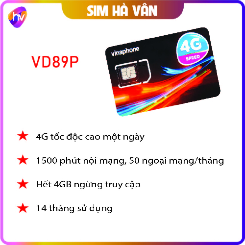 4GB Data tốc độ cao mỗi ngày với sim VD89P Vinaphone, khuyến mại nghe gọi, sử dụng liên tục 14 tháng